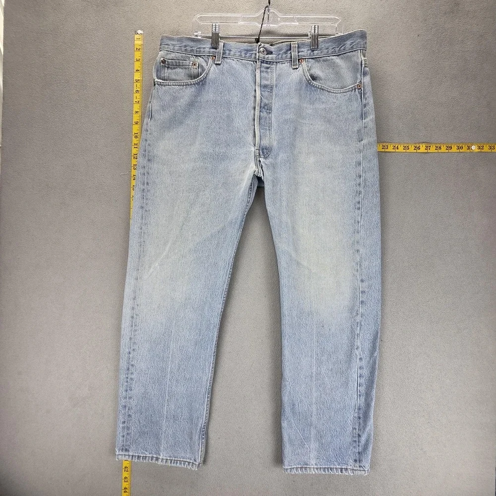 Vintage Levis 501 Jeans‎ Mens Blue Light Wash Straight Button Fly USA Fits 36x28